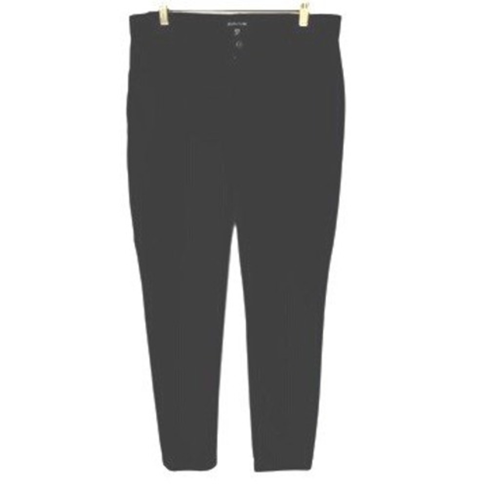 EILEEN FISHER Size Med Pants Black Super Stretch Straight Leg 5 Pocket